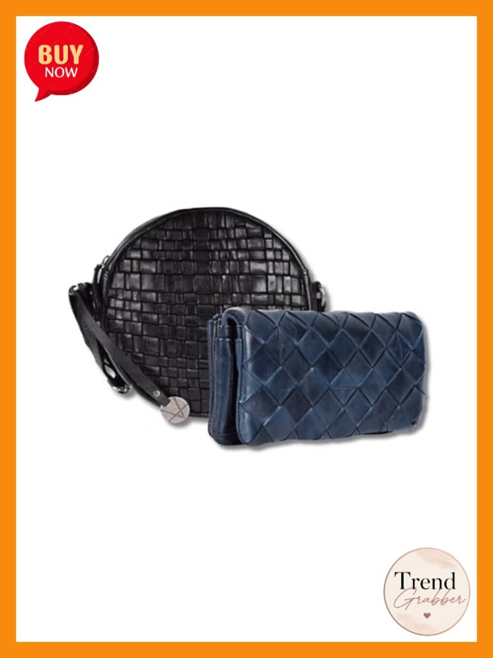 Genuine Leather Crossbody Bag & Wallet Set for Women Zipper